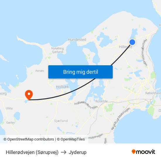 Hillerødvejen (Sørupvej) to Jyderup map