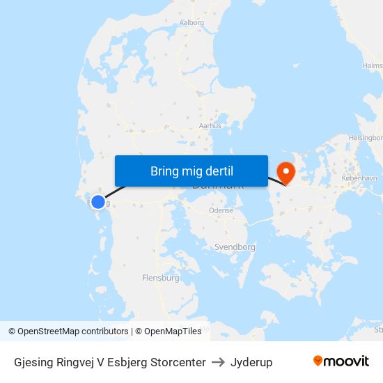 Gjesing Ringvej V Esbjerg Storcenter to Jyderup map