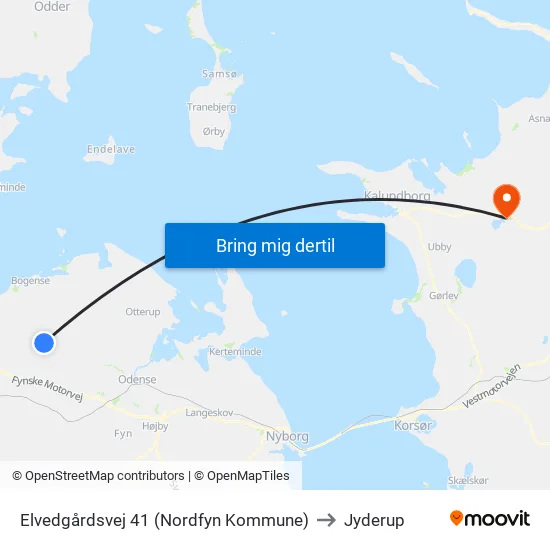 Elvedgårdsvej 41 (Nordfyn Kommune) to Jyderup map