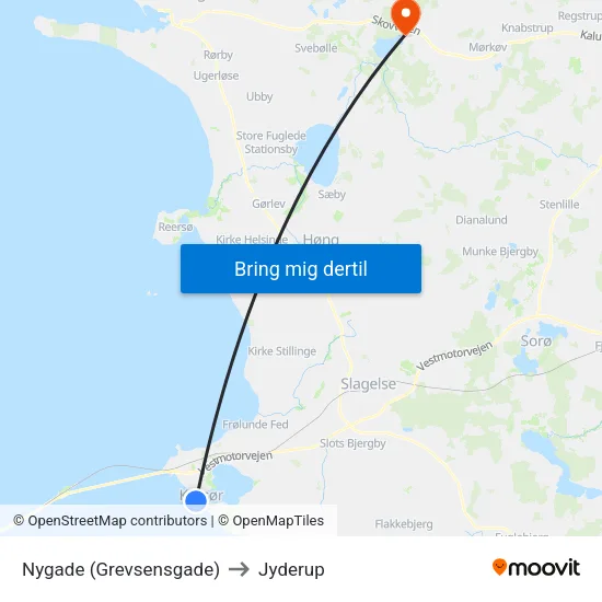 Nygade (Grevsensgade) to Jyderup map