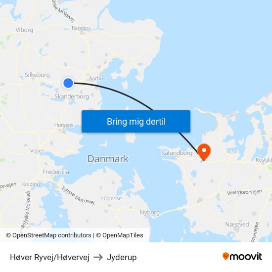 Høver Ryvej/Høvervej to Jyderup map