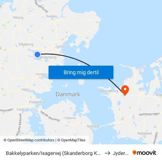 Bakkelyparken/Isagervej (Skanderborg Kom) to Jyderup map