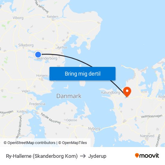 Ry-Hallerne (Skanderborg Kom) to Jyderup map