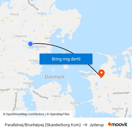 Parallelvej/Brunhøjvej (Skanderborg Kom) to Jyderup map