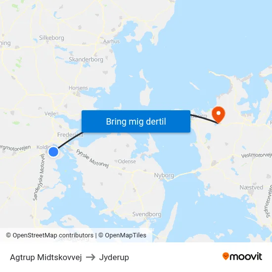 Agtrup Midtskovvej to Jyderup map