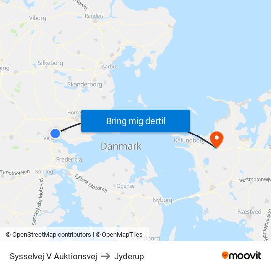 Sysselvej V Auktionsvej to Jyderup map