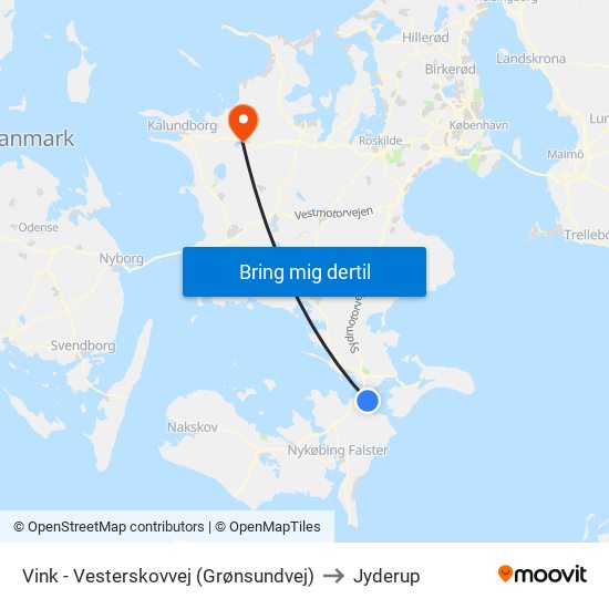 Vink - Vesterskovvej (Grønsundvej) to Jyderup map