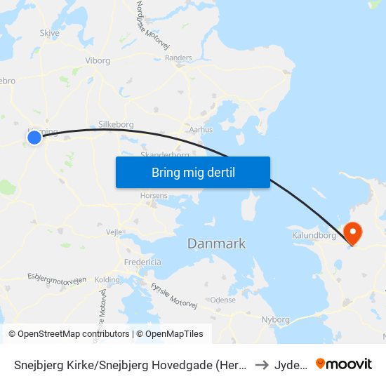 Snejbjerg Kirke/Snejbjerg Hovedgade (Herning Kom) to Jyderup map