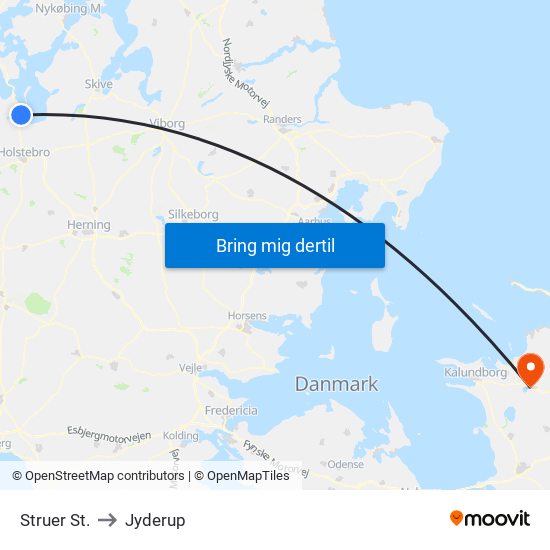 Struer St. to Jyderup map