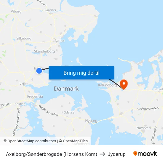 Axelborg/Sønderbrogade (Horsens Kom) to Jyderup map