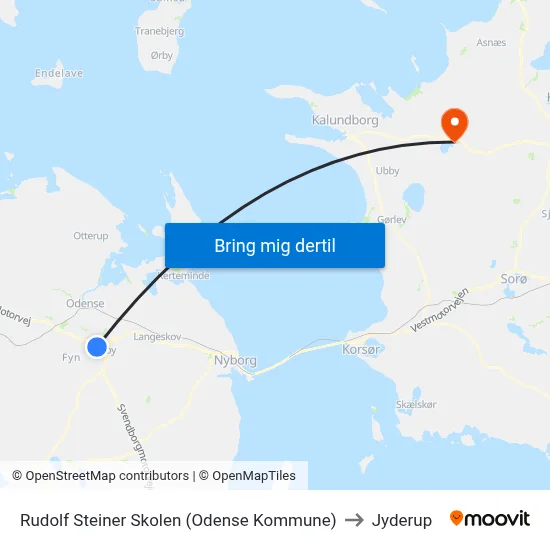 Rudolf Steiner Skolen (Odense Kommune) to Jyderup map