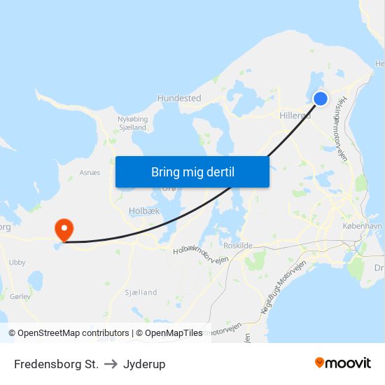 Fredensborg St. to Jyderup map