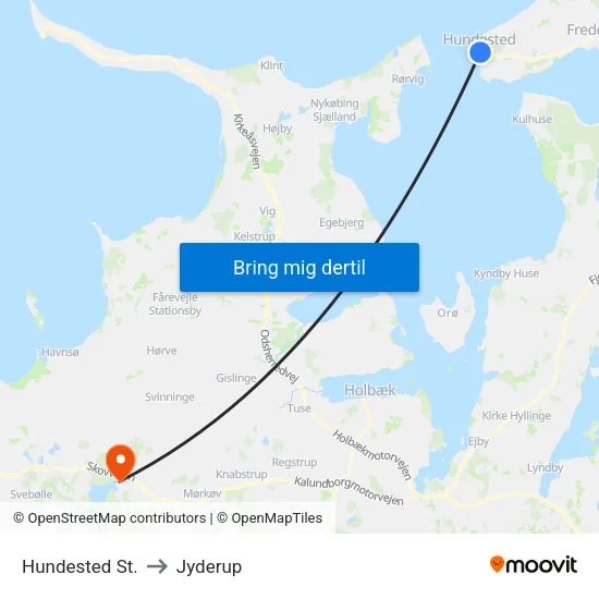 Hundested St. to Jyderup map