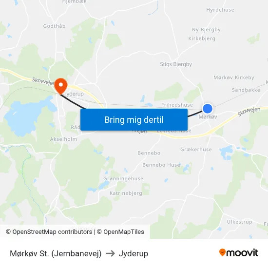 Mørkøv St. (Jernbanevej) to Jyderup map