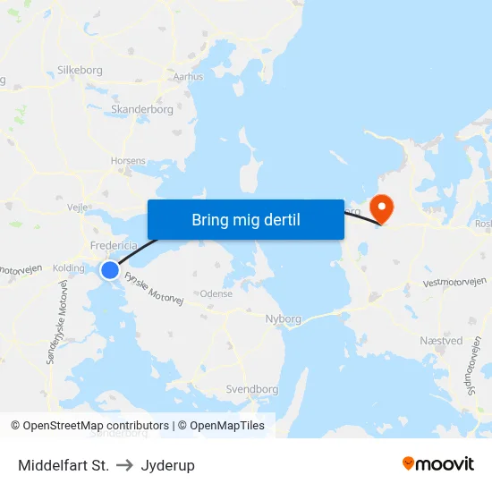 Middelfart St. to Jyderup map