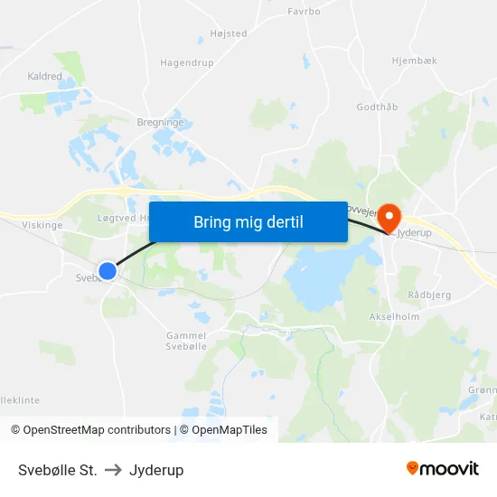 Svebølle St. to Jyderup map