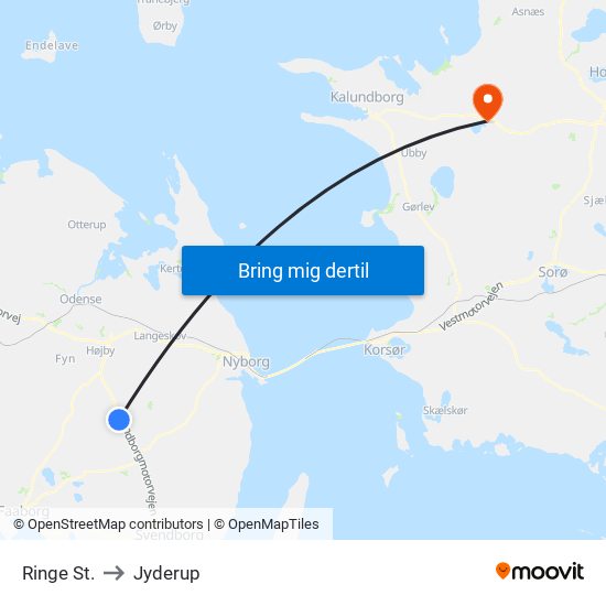 Ringe St. to Jyderup map