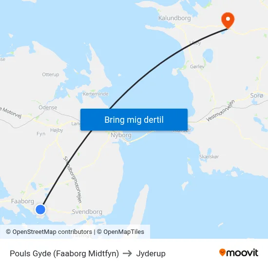 Pouls Gyde (Faaborg Midtfyn) to Jyderup map