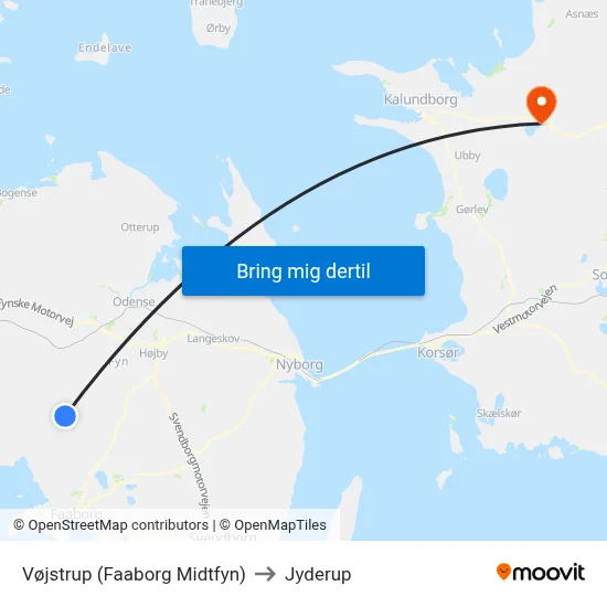 Vøjstrup (Faaborg Midtfyn) to Jyderup map