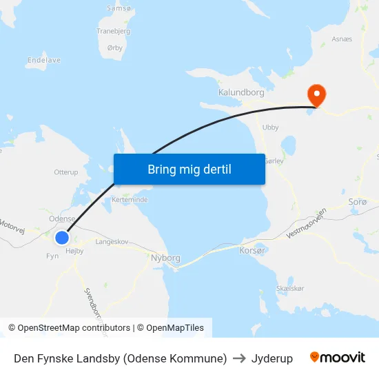 Den Fynske Landsby (Odense Kommune) to Jyderup map