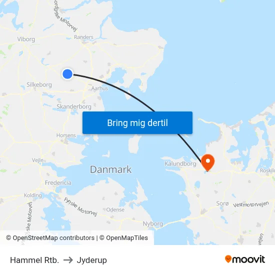 Hammel Rtb. to Jyderup map