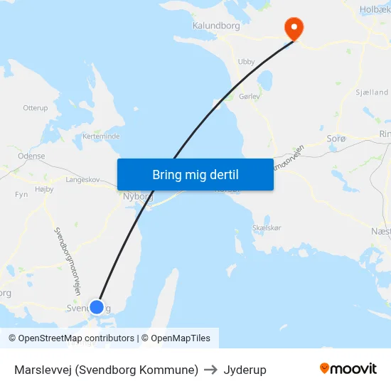 Marslevvej (Svendborg Kommune) to Jyderup map