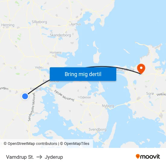 Vamdrup St. to Jyderup map