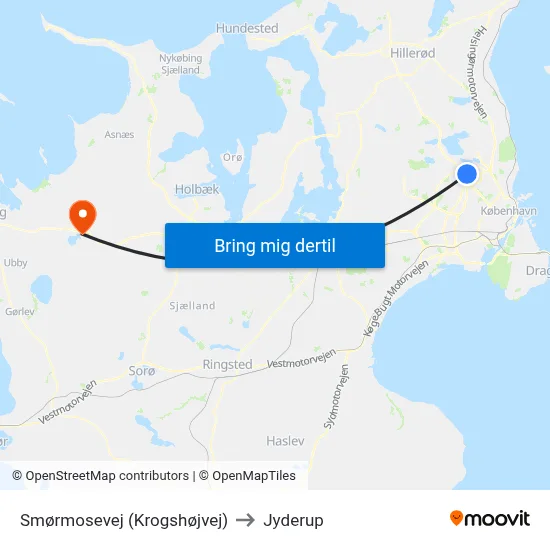 Smørmosevej (Krogshøjvej) to Jyderup map