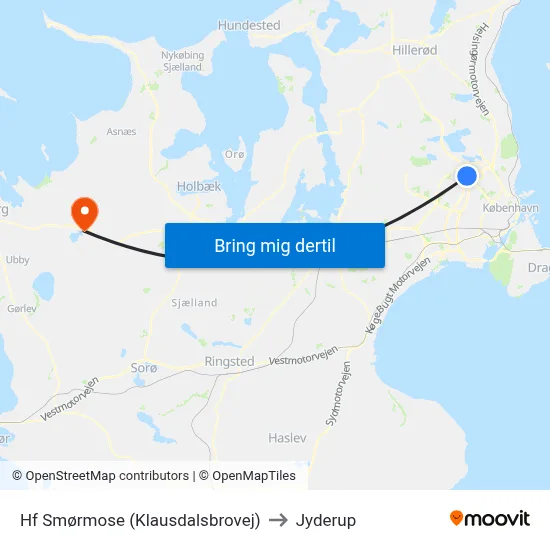 Hf Smørmose (Klausdalsbrovej) to Jyderup map