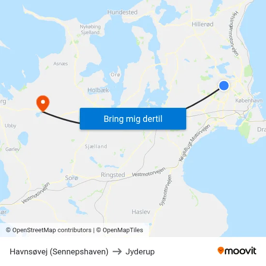 Havnsøvej (Sennepshaven) to Jyderup map