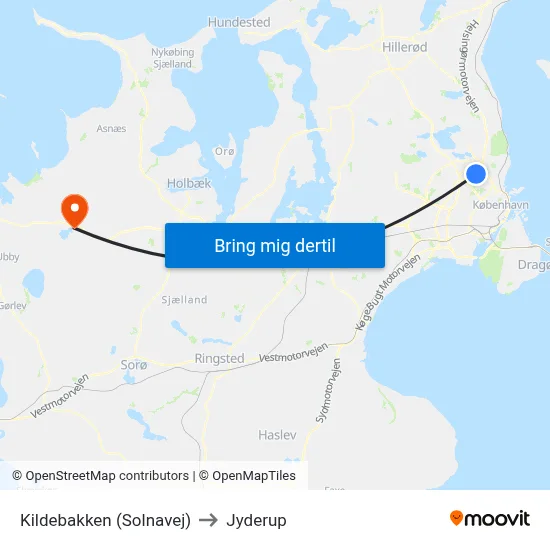 Kildebakken (Solnavej) to Jyderup map