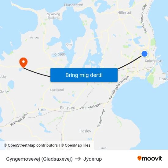 Gyngemosevej (Gladsaxevej) to Jyderup map