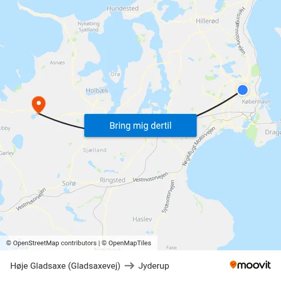 Høje Gladsaxe (Gladsaxevej) to Jyderup map