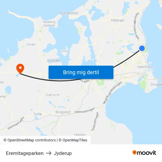 Eremitageparken to Jyderup map