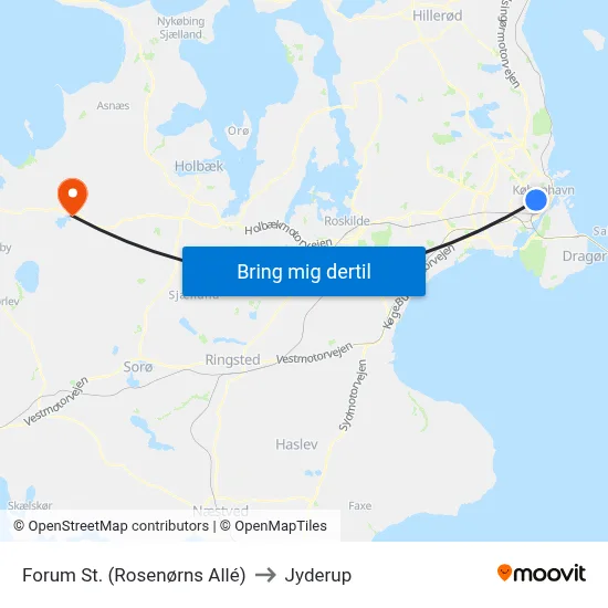 Forum St. (Rosenørns Allé) to Jyderup map