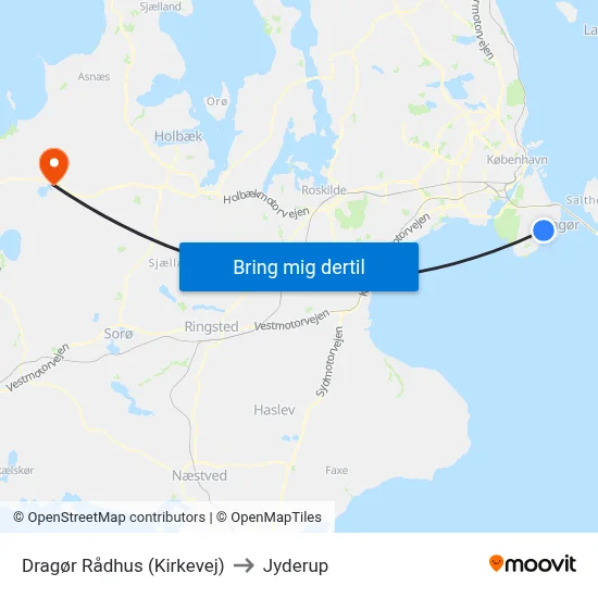 Dragør Rådhus (Kirkevej) to Jyderup map
