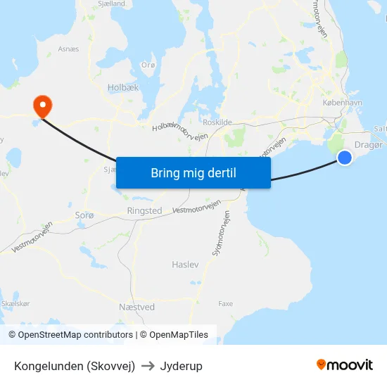 Kongelunden (Skovvej) to Jyderup map