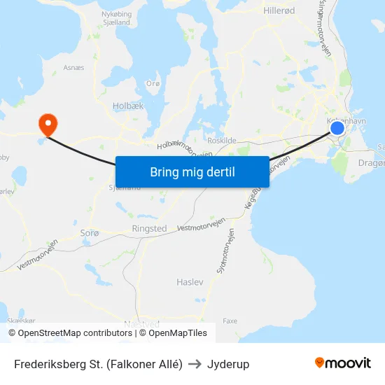 Frederiksberg St. (Falkoner Allé) to Jyderup map