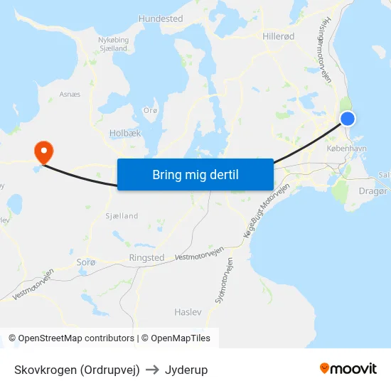 Skovkrogen (Ordrupvej) to Jyderup map