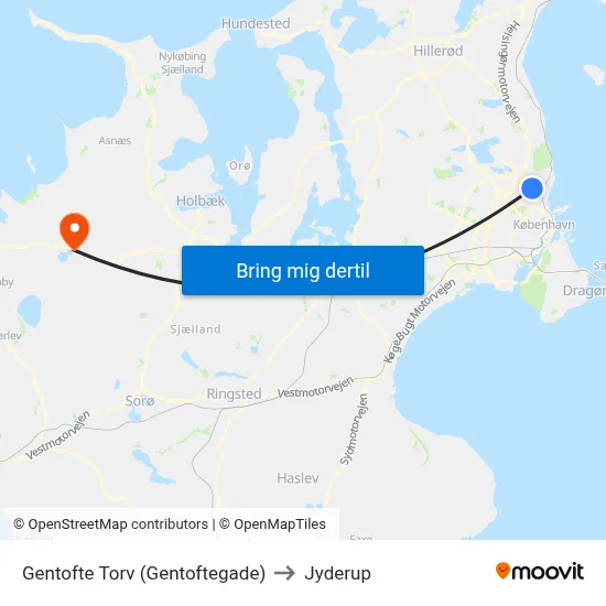 Gentofte Torv (Gentoftegade) to Jyderup map