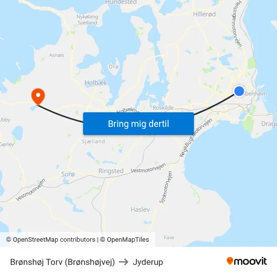 Brønshøj Torv (Brønshøjvej) to Jyderup map