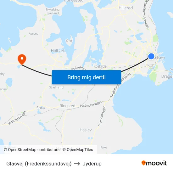 Glasvej (Frederikssundsvej) to Jyderup map