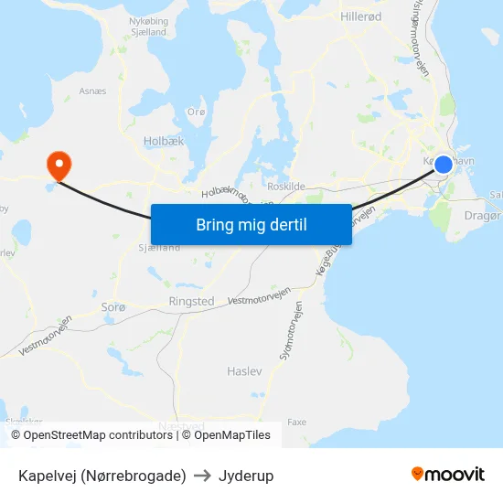 Kapelvej (Nørrebrogade) to Jyderup map