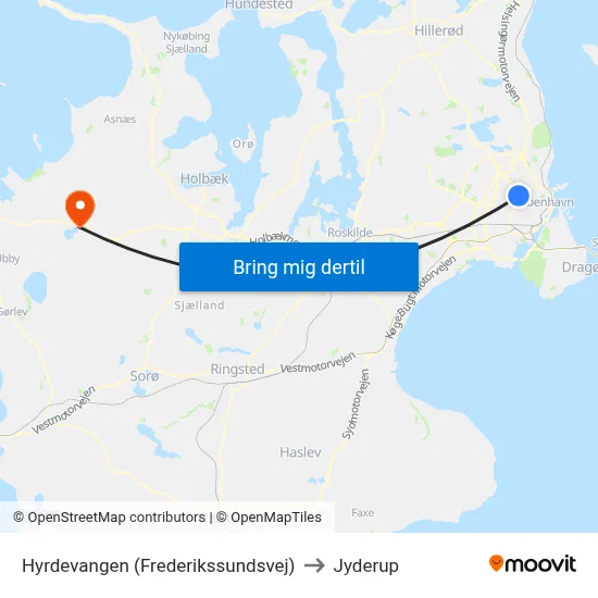 Hyrdevangen (Frederikssundsvej) to Jyderup map