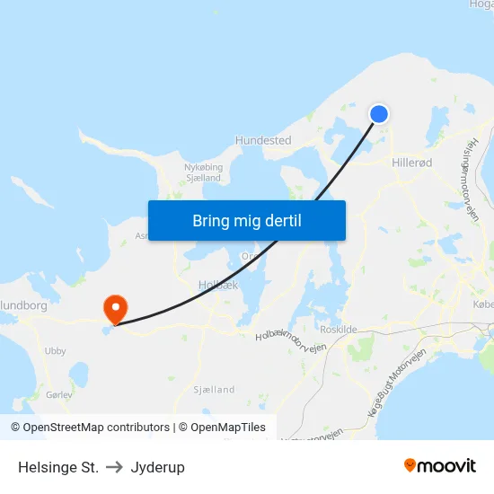 Helsinge St. to Jyderup map