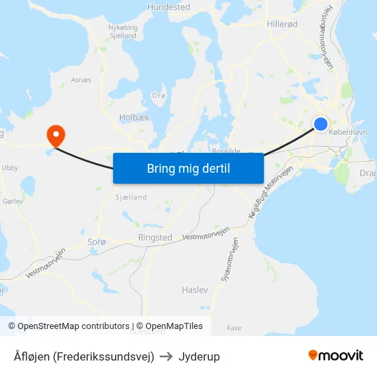 Åfløjen (Frederikssundsvej) to Jyderup map