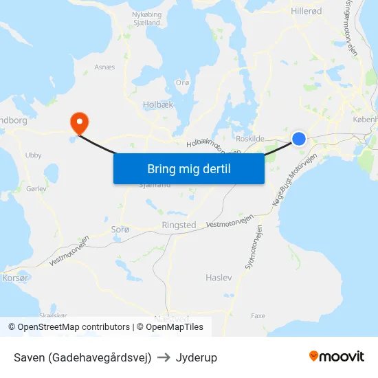 Saven (Gadehavegårdsvej) to Jyderup map