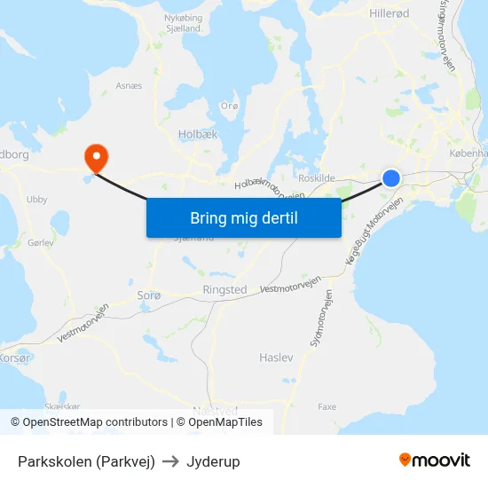 Parkskolen (Parkvej) to Jyderup map