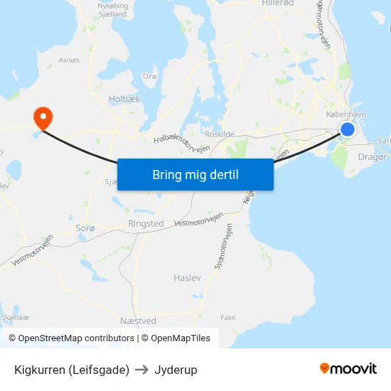 Kigkurren (Leifsgade) to Jyderup map