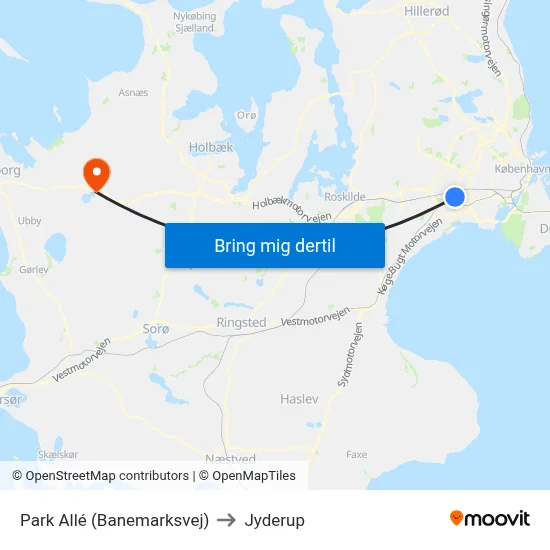 Park Allé (Banemarksvej) to Jyderup map